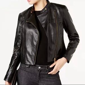 Michael Kors Leather Moto Jacket Sz P/L